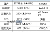 日本2024年EV销量：比亚迪超越丰田
